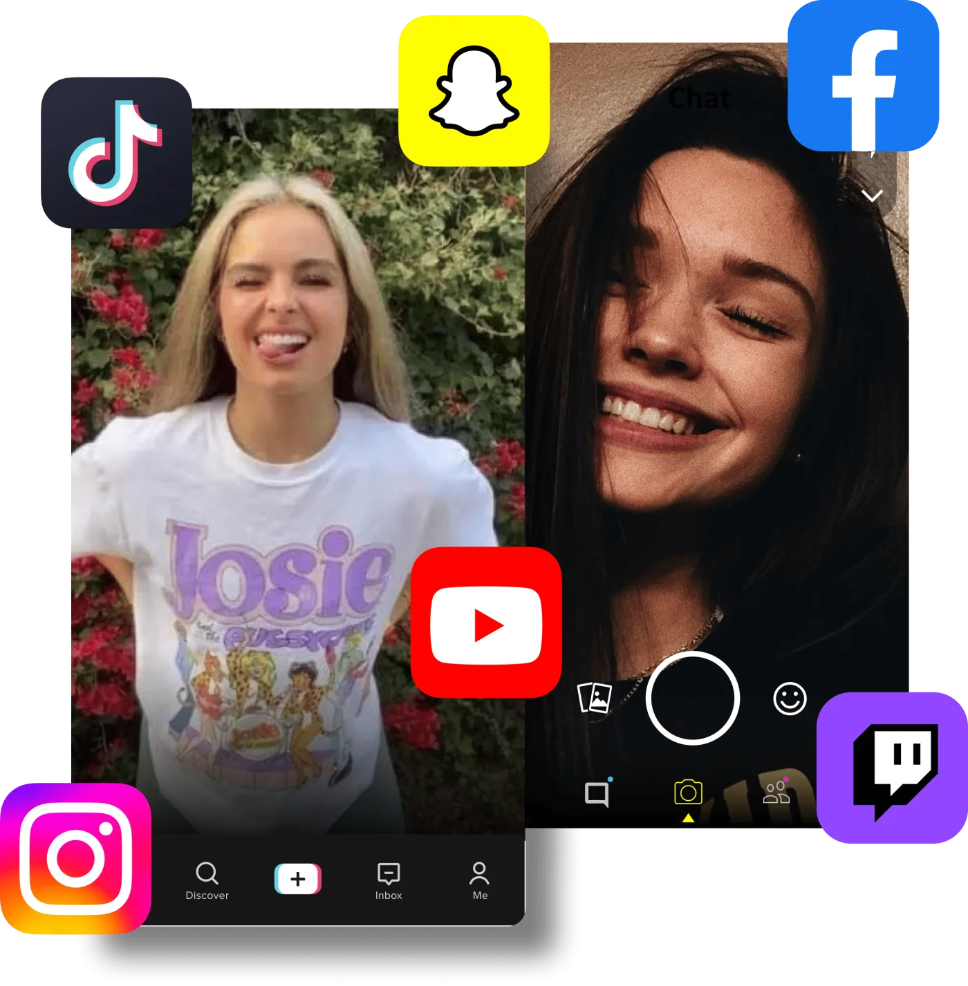 Creators on TikTok, Snapchat, Facebook, YouTube, Instagram and Twitch